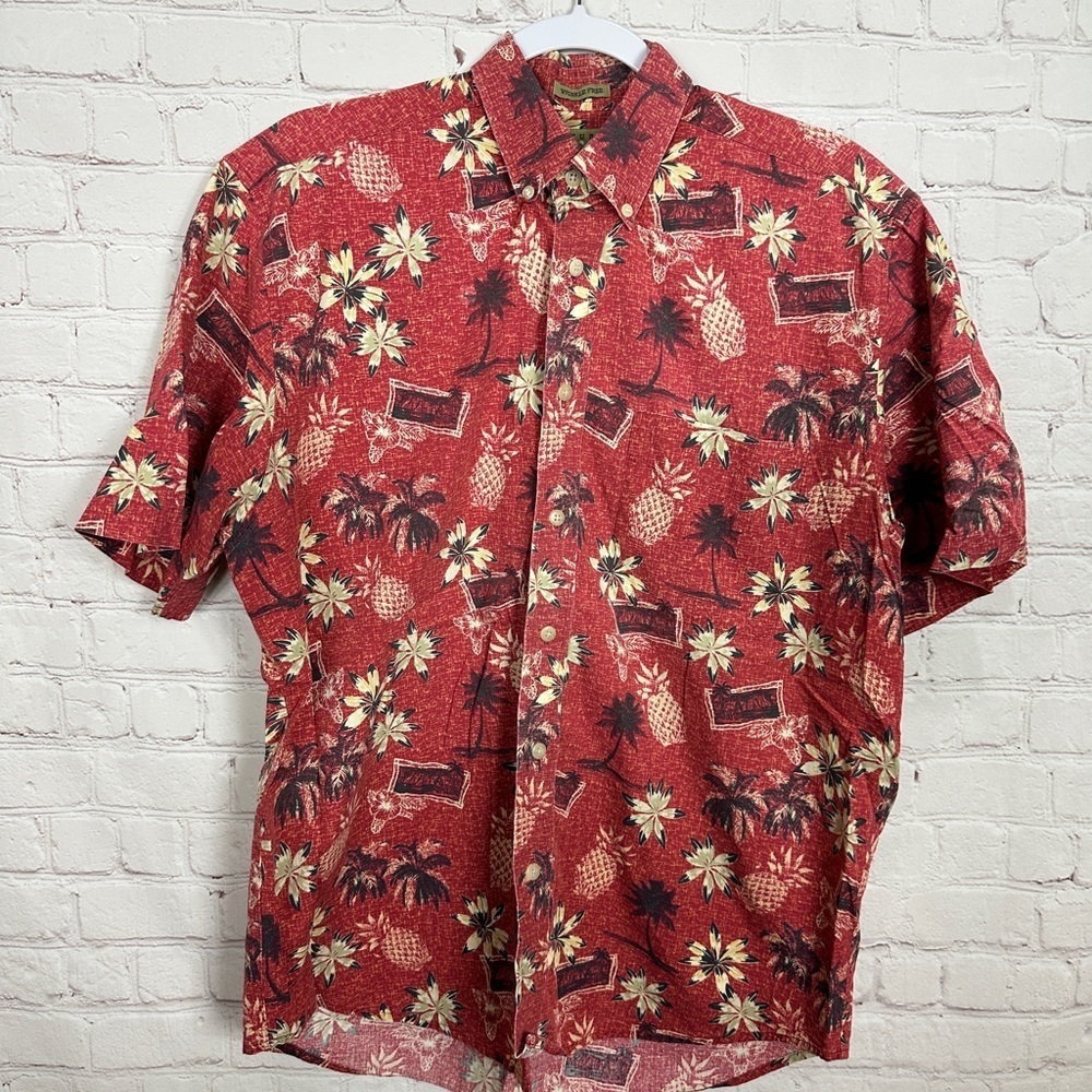 Natural Issue Men's Button Up Shirt Floral Hawaiian Wrinkle Free Cotton, sz M